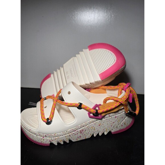 New Rare Crocs Hiker Xscape Festival Platform Sandals White Pink Women's 6 - Picture 8 of 10